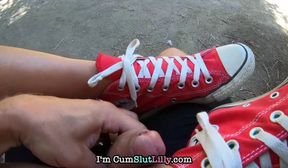 outdoor public cumshot on chucks