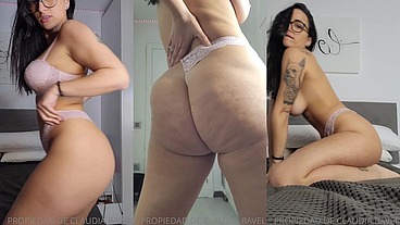 STRIPTEASE with pink lingerie and glasses -CLAUDIA BAVEL-
