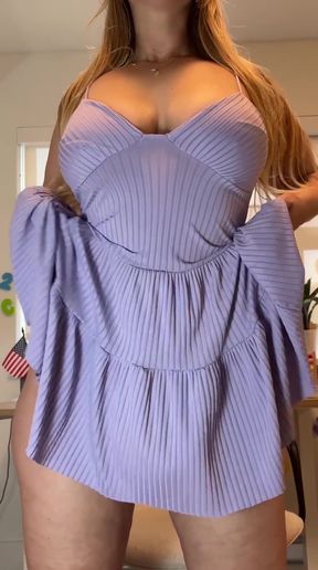 Purple off-the-shoulder dress