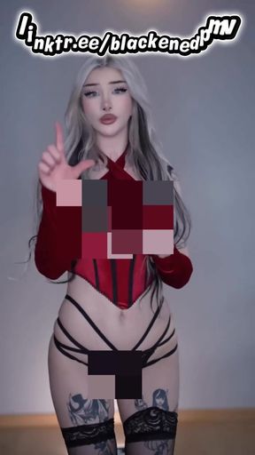 Pixelated beta egirl goes goth in censored clip