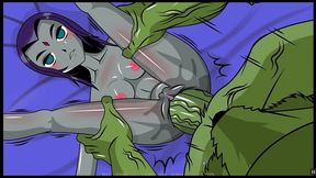 raven xxx simulator [rule 34 pornplay hentai game] monster green cock and deepthroat