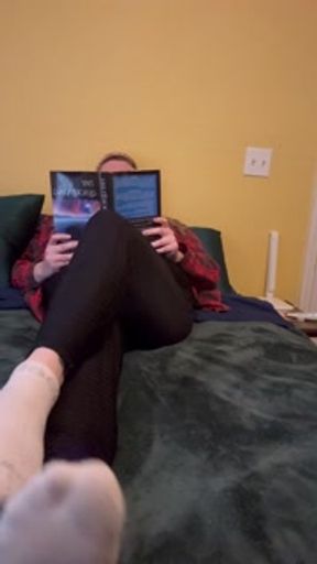 Staring at my feet while I ignore you and read