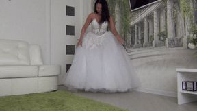 The bride s feet are very sore in her wedding shoes a