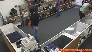 Pawnshop thief cocksucks broker to repay him