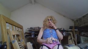 Cumdump slag whore Sarah wanks her pathetic clit to cum shot, but her cum is so thin you can't  see  it, how humiliating