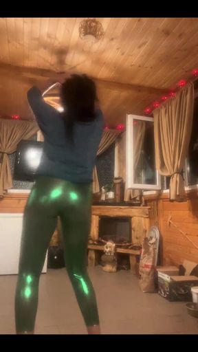 Shiny Leggings Cameltoe Dance Tease
