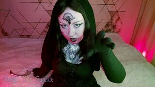 Dimitrescu step daughter jerks huge penis into gloves till he cum JOI