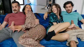 Sofie Marie & Maya Woulfe Help Stepdad & Stepson Fail The No Nut November Challenge - Sexy