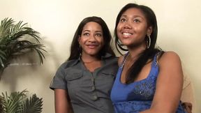 Horny horny ebony lesbians with hairy pussies enjoy a sex