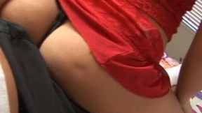 The beautiful juicy ass of an amateur teen filmed from behind