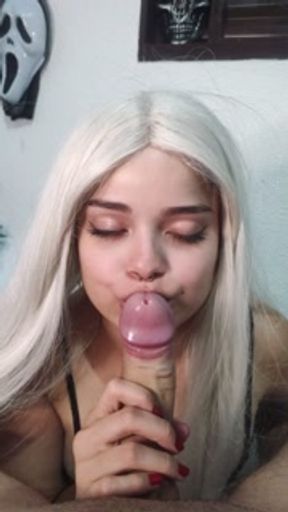 Forbidden Spell: Wellington lost control in the intense blowjob and cum in the witch's mouth