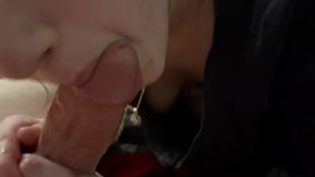Blowjob frenzy unfurls a torrid cumshot, his eyes aglow