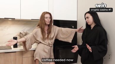 She’ll suck his thick cock raw for drinking all the coffee rough throat tim team