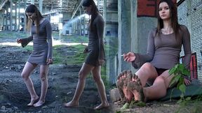 Dirty feet smoking barefoot (HD 720p)