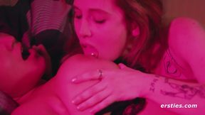 Belle & Amba's steamy threesome ends in wild lesbian sex with a shaved pussy play