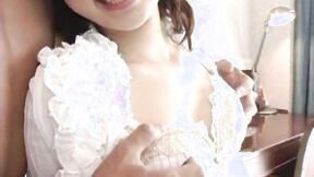 Japanese Sexy Girl Fucking her Unshaved Snatch on Stand