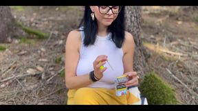 Smoking Cigarette and Blowjob Dildo in the Forest