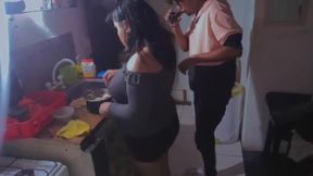 Real amateur couple's laughter leads to intimate moment