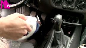 Hoovering My Car in High Heels and Jeans Shorts