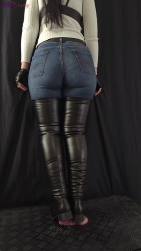 Police Officer Friend Trampling Your Cock in her Thigh High Riding Boots