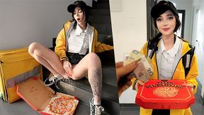 The Courier Masturbated And Squirted On The Pizza. She Delivered The Cum-covered Pizza To The Customer
