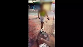 19 Year Old Girl Wanks Me in the Street and Gets Cum on Her Face
