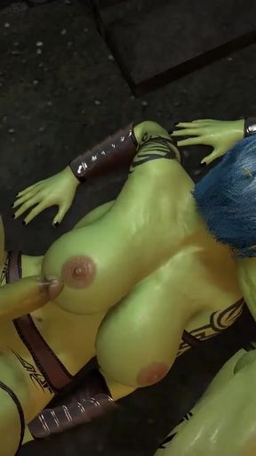 Unforgettable moment from &quot;Anal Missionary with Shemale Futa Orc in a Threesome&quot;