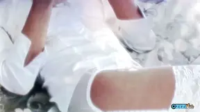 She Angel shares bliss in pure white lingerie