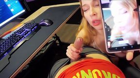 Nerd fucks his hot redhead Russian stepsister on a desk puttin off her tight denim shorts