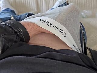 PhantomGentX in Jerks Large Dong in Leatherjacket! Dominant in Grey Calvin Klein Jerks Large Schlong Wild