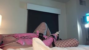 Sexy Blonde Sissy Using Vibrator Trans Woman