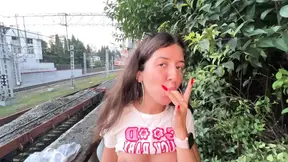 I could not resist and fucked my girlfriend right at the station in public!