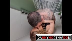 hung ts gets fucked in a hotel and then the shower