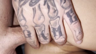 Big white dick in a small pussy, you will not stick it deep because she is not deep