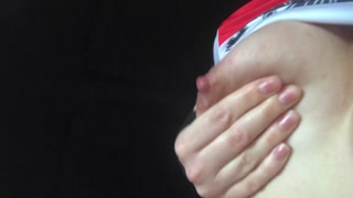 Squirting milk from the breasts - milking like a COW - massage of milky tits and playing with nipple