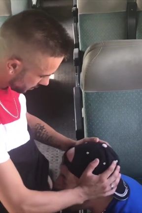 Riskey exhib fucked bareback in pubilc train young straight dude