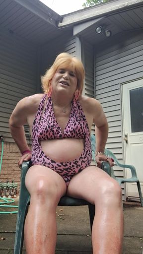 Want to help me oil up my legs? The neighbors might want to watch!