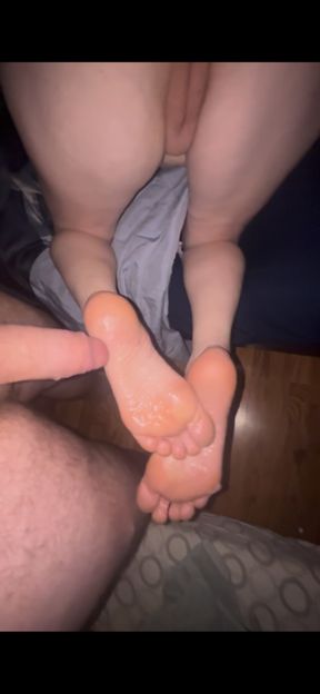 Hot Married Redhead with sexy feet takes a huge BWC FROM BEHIND.