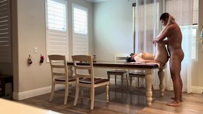 Cheating with friend&#039;s wife on my dining table when her husband&#039;s out of town