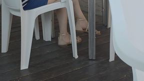 Sexy dangling sexy italian foot at the bar