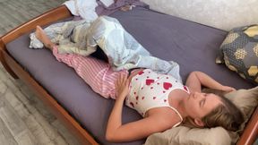 My wife has the sweetest orgasm of her life. Masturbation and creampie.