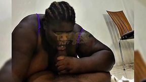 Thick SSBBW Slurps on Big Black Cock and Bounces on It Like a Pro