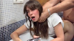 Secret Bathroom Encounter With My Stepdad Captured in a Tense POV Moment