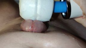 Close up with Hitachi wand vibrating cum out of my dick part 2 DMVToyLover223