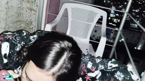 DELICIOUS OUTDOOR BLOWJOB on the BALCONY (I love exhibitionism)