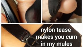 nylon tease footjob, shoejob