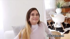 Pam in sheer top enjoys getting dicked POV style