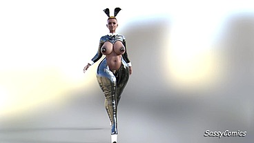Nude Mzansi Influencer wearing black latex bunny lingerie - sassycomics