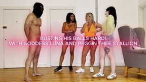 Busting His Balls Hard! With Goddess Luna & Peggin Thee Stallion