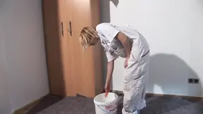 Blonde bitch sucks a huge cock then rides it to a mouth cumshot